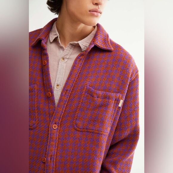 Urban Outfitters Men's Uo Large Houndstooth Shirt Size Medium - Picture 2 of 9
